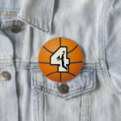 Nummer 4 Basketball en speler Ronde Button 7,6 Cm (In situ)