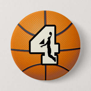 Nummer 4 Basketball en speler Ronde Button 7,6 Cm