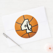 Nummer 4 Basketball en speler Ronde Sticker (Envelop)