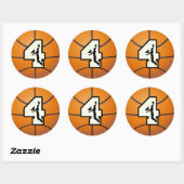 Nummer 4 Basketball en speler Ronde Sticker (Vel)