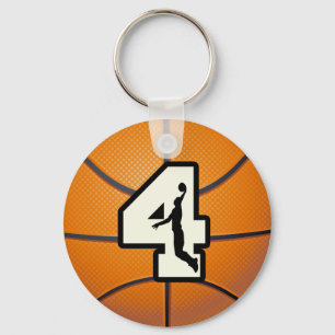 Nummer 4 Basketball en speler Sleutelhanger