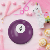 Nummer 4 biljartbal papieren bordje (Feest)