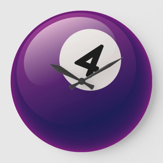 Nummer 4 Billiards Ball Clock Grote Klok (Voorkant)