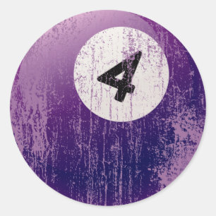 NUMMER 4 BILLIARDS BALL - ERODED AND AGED STYLE RONDE STICKER