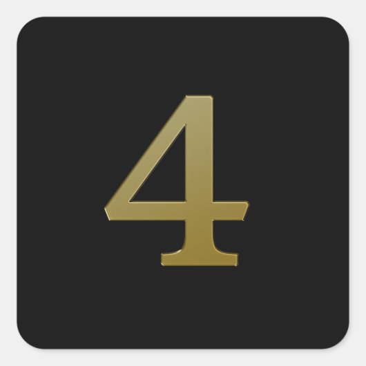 Nummer 4 goud vierkante sticker (Voorkant)