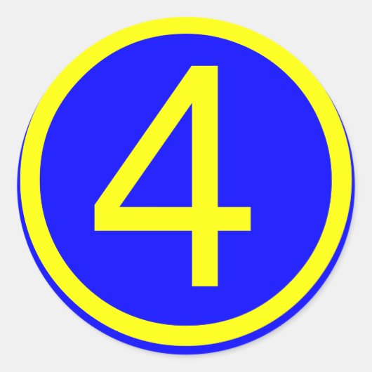 Nummer 4 in een cirkel, blauwe achtergrond ronde sticker (Voorkant)