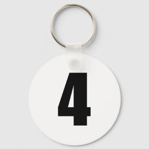 nummer 4 in zwart op witte sleutelhanger