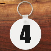 nummer 4 in zwart op witte sleutelhanger (Voorkant)