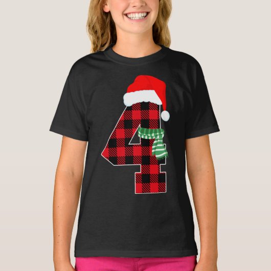 Nummer 4 Kerstthema 4e dag 4 jaar oud T-shirt (Voorkant)