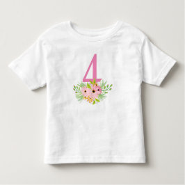 Nummer 4 met bloemen kinder shirts