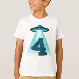 Nummer 4 Ontvoering UFO Alien Theme 4 Jaar Oude Ki T-shirt