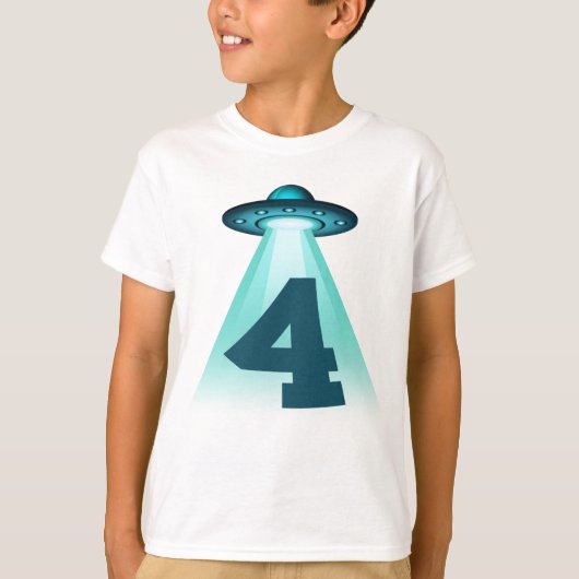 Nummer 4 Ontvoering UFO Alien Theme 4 Jaar Oude Ki T-shirt (Voorkant)