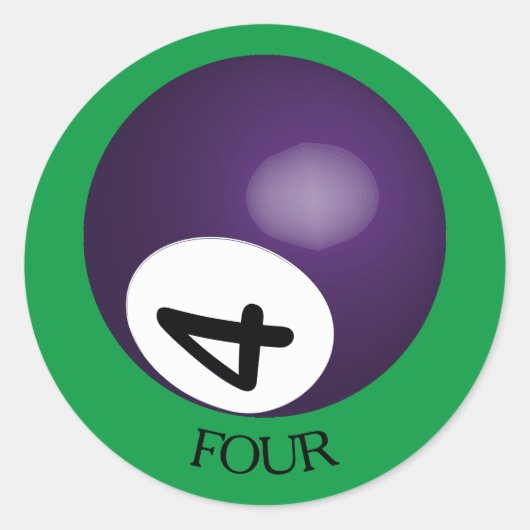 Nummer 4 Pool Ball Sticker (Voorkant)