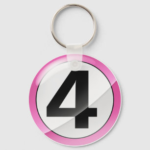Nummer 4 roze Sleutelhanger