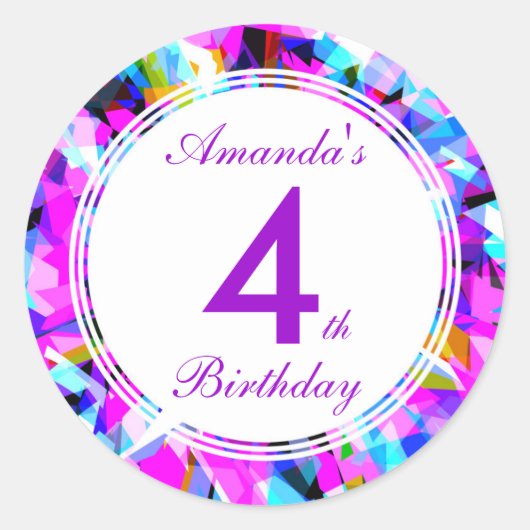 Nummer 4 - Verjaardagsronde Sticker (Voorkant)