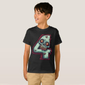 Nummer 4 Zombie Halloween Theme 4 Jaar Oude Kinder T-shirt (Voorkant volledig)