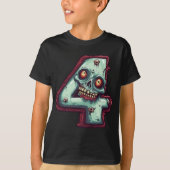 Nummer 4 Zombie Halloween Theme 4 Jaar Oude Kinder T-shirt (Voorkant)