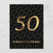 Nummer 50 Black Gold 50th Birthday Golden Wedding Briefkaart (Voorkant)