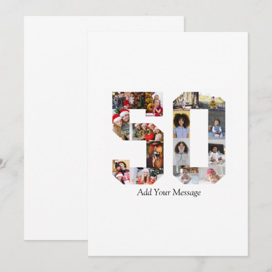 Nummer 50 Fotocollage Bedankkaart (Voorkant / Achterkant)