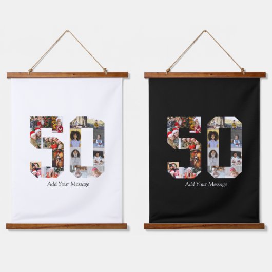 Nummer 50 Fotocollage Hangend Wandkleed (Dubbel)