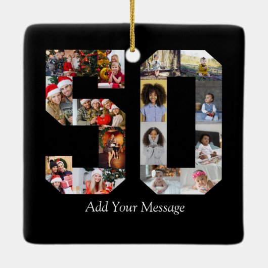 Nummer 50 Fotocollage Keramisch Ornament (Achterkant)