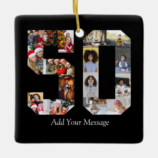 Nummer 50 Fotocollage Keramisch Ornament (Voorkant)