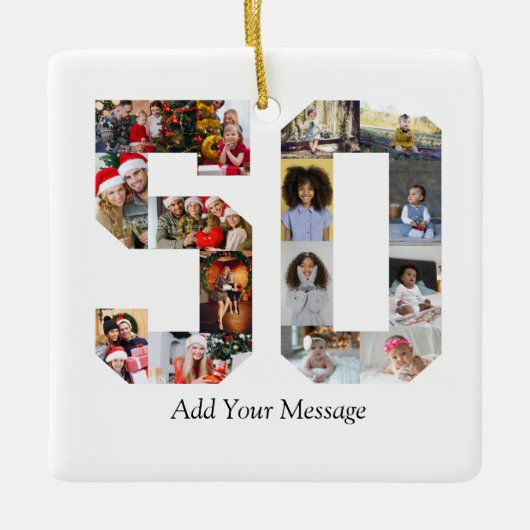 Nummer 50 Fotocollage Keramisch Ornament (Voorkant)