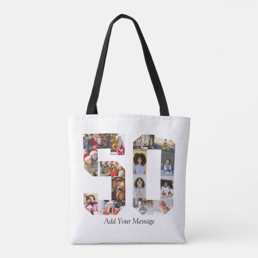 Nummer 50 Fotocollage Tote Bag (Achterkant)