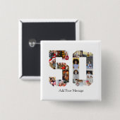 Nummer 50 Fotocollage Vierkante Button 5,1 Cm (Voorkant /achterkant)