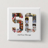 Nummer 50 Fotocollage Vierkante Button 5,1 Cm (Voorkant)