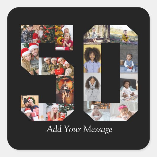 Nummer 50 Fotocollage Vierkante Sticker (Voorkant)