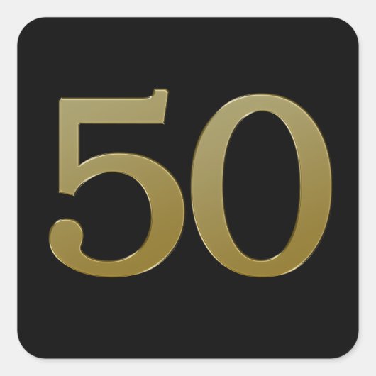 Nummer 50 Gouden Vierkante Sticker (Voorkant)