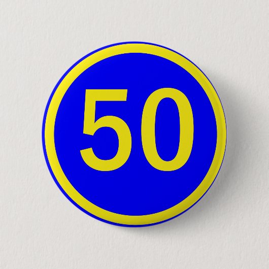 nummer, 50, in een cirkel ronde button 5,7 cm (Voorkant)