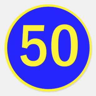 Nummer 50 in een cirkel ronde sticker
