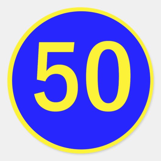 Nummer 50 in een cirkel ronde sticker (Voorkant)