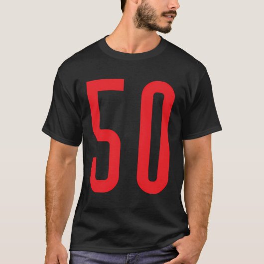 Nummer 50 rode sport fan jersey nummer t-shirt (Voorkant)