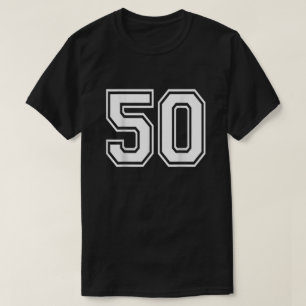 Nummer 50 Varsity Sports Team Jersey 50e verjaarda T-shirt