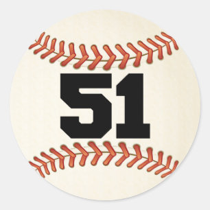 Nummer 51 Honkbal Ronde Sticker
