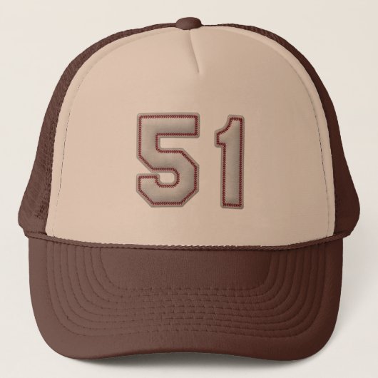 Nummer 51 met Cool Baseball Stitches Kijk Trucker Pet (Voorkant)