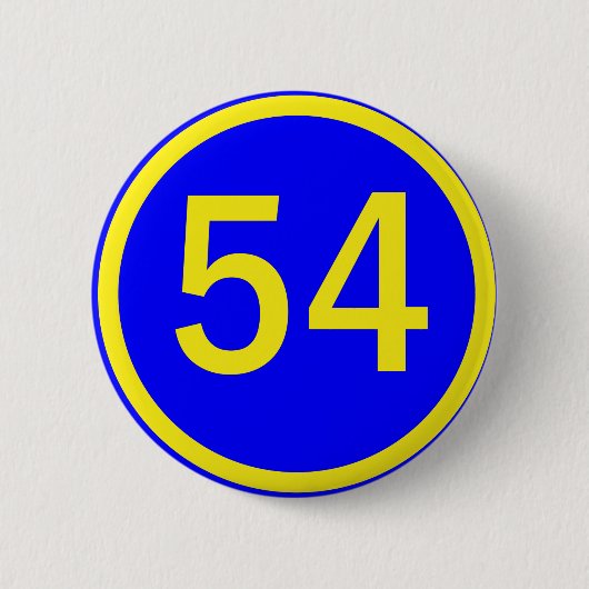 nummer 54 in een cirkel ronde button 5,7 cm (Voorkant)
