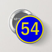 nummer 54 in een cirkel ronde button 5,7 cm (Voorkant /achterkant)