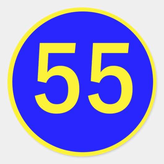 Nummer 55 in een cirkel ronde sticker (Voorkant)