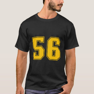 Nummer 56 Gele Sport Fan Jersey Nummer T-shirt
