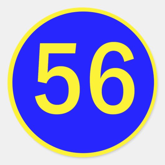 nummer 56 in een cirkel ronde sticker (Voorkant)
