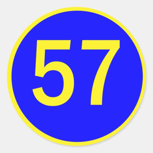 nummer 57 in een cirkel ronde sticker (Voorkant)