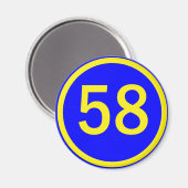 nummer 58 in een cirkel magneet (Voorkant / Achterkant)