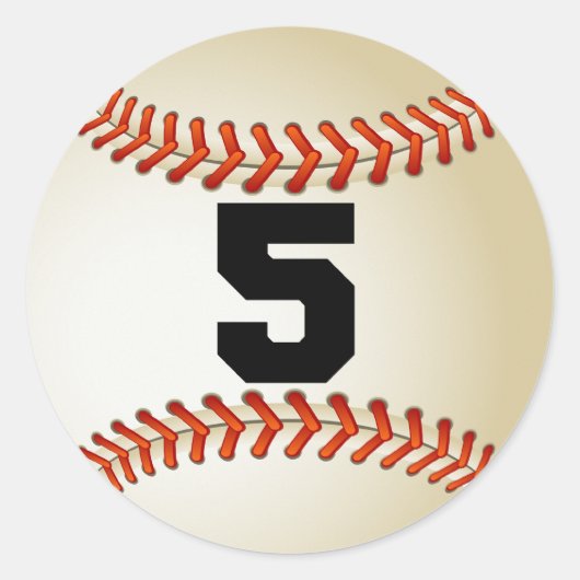 Nummer 5 Baseball Ronde Sticker (Voorkant)