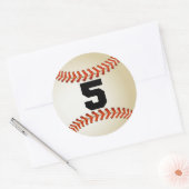 Nummer 5 Baseball Ronde Sticker (Envelop)