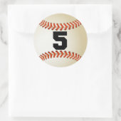 Nummer 5 Baseball Ronde Sticker (Tas)