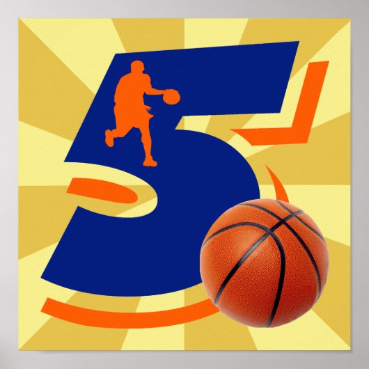 Nummer 5 Basketball Player Poster (Voorkant)